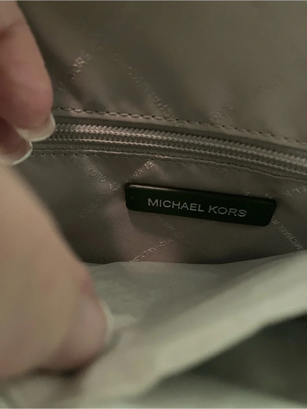 Michael Kors Green and Cream MK Logo Tote with Olive Side Panels